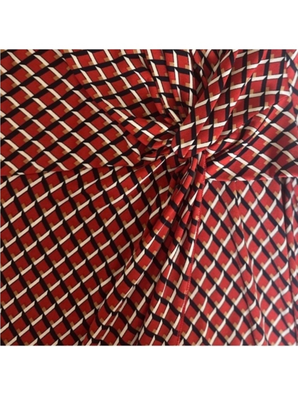 NWT Banana Republic Sleeveless Women’s Red and Navy Geometric Wrap Dress - Picture 11 of 16
